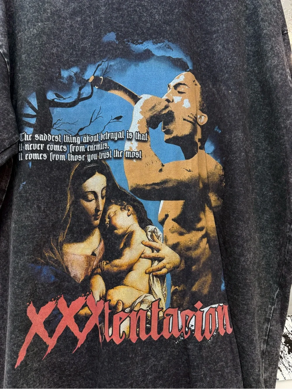 XXXTentacion Graphic Black Mineral Wash Rap Tee - Picture 2 of 4